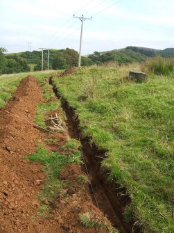 Watching brief, Earth wire trench and pole 23 from S, Rhunahaorine, Kintyre, Argyll