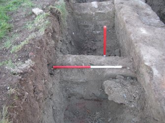 Archaeological evaluation, Trench 5, wall 017, Allanbank, Duns, Scottish Borders