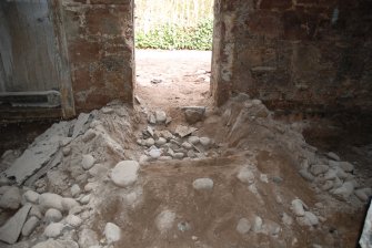 Standing building survey, Room 0/4, Detail of area of lowered floor, Kellie Castle, Arbirlot