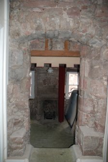 Standing building survey, Room 1/2, Detail of former window in E wall, Kellie Castle, Arbirlot