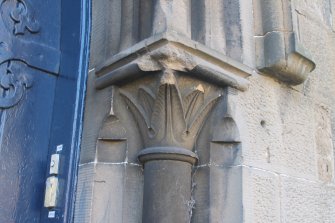 Standing building survey, NE Elevation, Detail of column head to porch on the NW side, Buccleuch Parish Church, 33 Chapel Street, Edinburgh