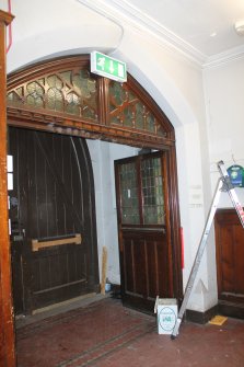 Standing building survey, Room 0/2, Detail of main entrance between lobby and porch, Buccleuch Parish Church, 33 Chapel Street, Edinburgh