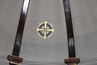 Standing building survey, Room 1/1, Detail of stencilling in the centre bay of the organ bay in the SE wall, Buccleuch Parish Church, 33 Chapel Street, Edinburgh