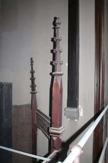 Standing building survey, Room 1/1, Detail of the remains of the timber finials to the NE side of the organ, Buccleuch Parish Church, 33 Chapel Street, Edinburgh