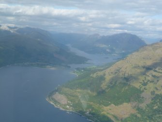 Aerial view of Lettermore, Kentallen of Loch Linnhe and Loch Leven narrows to Glencoe, looking W to Kinlochleven.