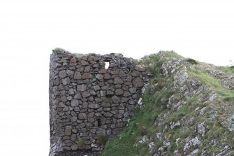 Historic Building Survey photograph, From W, External W-facing elevation, Coroghon Castle, Canna