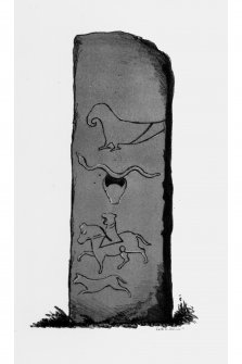 Mortlach, 'The Battle Stone' from J Stuart, The Sculptured Stones of Scotland, i, pl.14