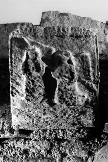 Iona, Iona Nunnery.
Detail of carved corbel on South wall showing the Annunciation.