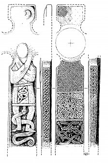 Digital copy of measured drawing of cross-slab, Canna (13).