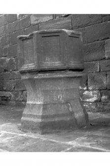 Fortrose Cathedral, Cathedral Square.
View of font.