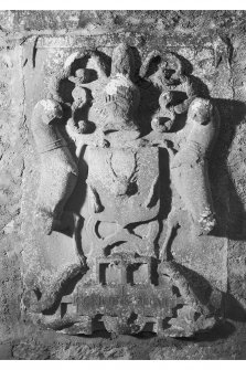 Brahan Castle.
Detail of armorial panel set in North wall of courtyard.
