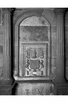 Interior-detail of armorial in centre of Cromarty monument
