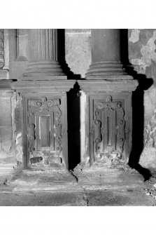 Interior-detail of base of columns on monument in crypt