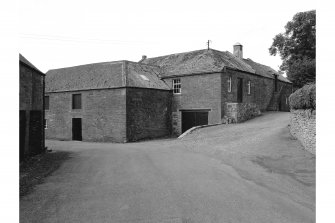 West Milldens, Watermill
View from NE entrance road; original building in right of photograph, extension to the left.