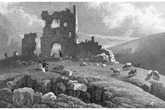 Edinburgh, Holyrood Park, St Anthony's Chapel and Hermitage
Engraving showing ruins of St Anthony's Chapel
Copied from 'Modern Athens'. Insc. 'Ruins of St. Anthony's Chapel, Edinburgh. Drawn by T H Shepherd. Engraved by S Lacey'