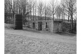 Boness, Kinneil, James Watt's Cottage
View from NE showing NNW and ENE fronts of cottage with cylinder from engine in foreground