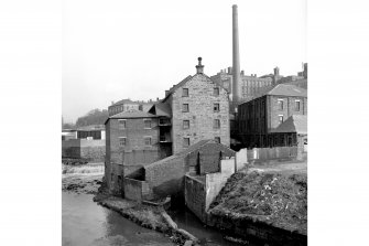 Glasgow, 206 Old Dumbarton Road, Bishop Mill
View from NW across River Kelvin, mill stream exit channel in foreground
