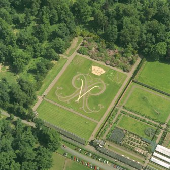 Oblique aerial view of the garden.