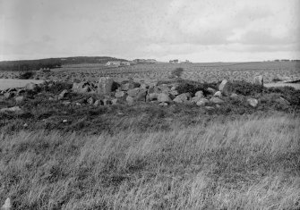 General view of cairn.
Original negative captioned: 'Stone Circle at Cairnwell, near Portlethen, View from East, Oct 1904'.