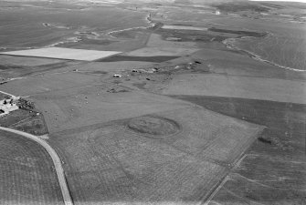 Oblique aerial view of Ring of Bookan, possible chambered cairn.