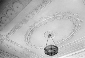Interior view of Auchincruive House showing detail of plaster ceiling.