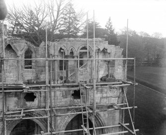 View of N transept under repair.