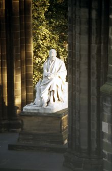 View of statue of Sir Walter Scott on the Scott Monument, Princes Street, Edinburgh