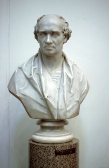 View of bust of Lord Hume, in Parliament Hall. (Placed on pedestal incorrectly labelled Thomas Thomson.)