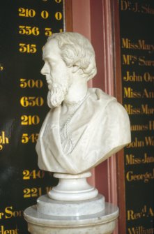 Detailed view of bust of Thomas Jamieson Boyd, within entrance hall of Royal Infirmary of Edinburgh.