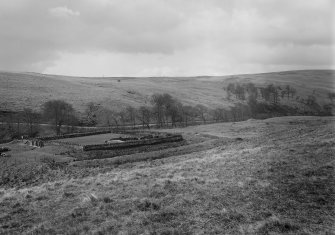 Hermitage Chapel and earthworks from NE