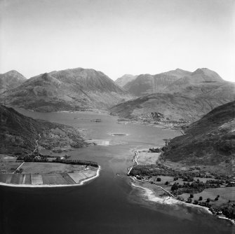 Loch Leven, general view, showing Ballachulish and Sgorr na Ciche.  Oblique aerial photograph taken facing east.