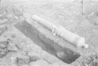 The 6-pounder beside the pit which will form its temporary preservation tank.

