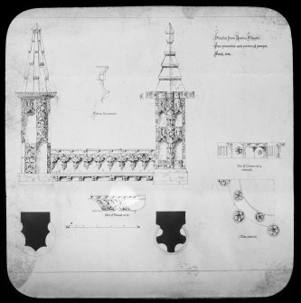 Roslin, Roslin Chapel. Drawing of details of pinnacles.