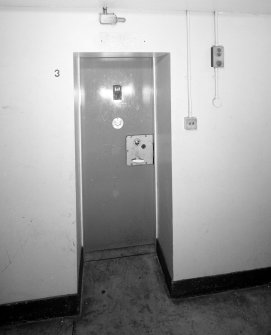 Interior. C Hall. Basement. Typical punishment cell door. Detail
