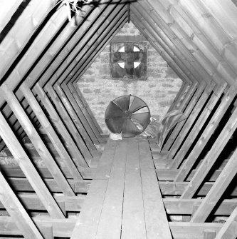 Interior, view of roofspace above tower