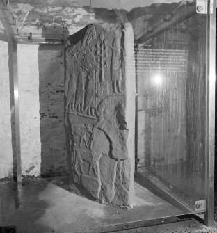 View of reverse of Pictish cross slab at Eassie Old Parish Church.