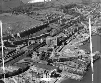 Gourock Ropeworks Co Ltd, Port Glasgow Greenock, Renfrewshire, Scotland. Oblique aerial photograph taken facing West. This image was marked by AeroPictorial Ltd for photo editing.
