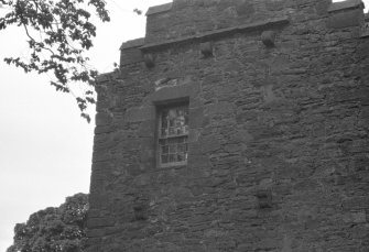 Farnell Castle. Detail of gallery corbelling on E. gable.