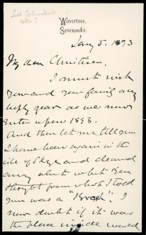 Extract from letter by Sir John Kirk to David Christison, 5 Jan 1893. Page 1 of 4.