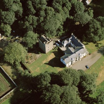 Oblique aerial view centred on Affleck Castle.