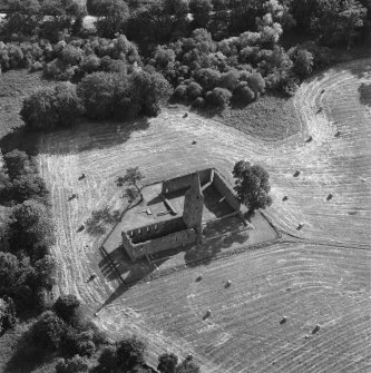 Oblique aerial view of Restenneth Priory.