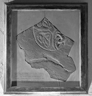 View of a fragment of cross slab, Kildonnan, Eigg.