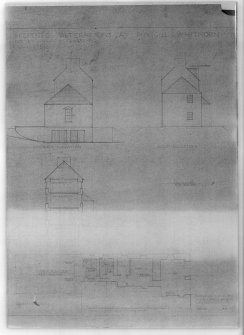 Photographic copy of east and west elevation, section, and basement plan of Physgill House, Whithorn.
Proposed alterations for R H Johnston-Stewart Esq.