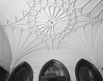 Interior.
Detail of plaster fan vaulted ceiling in entrance hall.