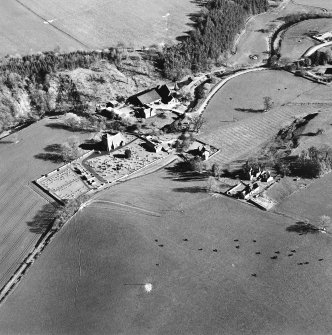 Aerial view of Hobkirk church and burial ground, including the location of previous churches, taken from the NNW.