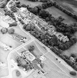 Oblique aerial view of the hospital, taken from the WNW.