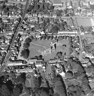 Oblique aerial view of Fortrose centred on the cathedral and court house, taken from the SW.