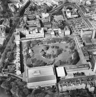 Aerial view of Edinburgh University, George Square seen from the South South West.