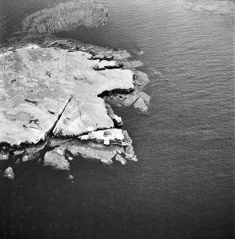 Stroma, oblique aerial view, taken from the N, centred on Mell Head.