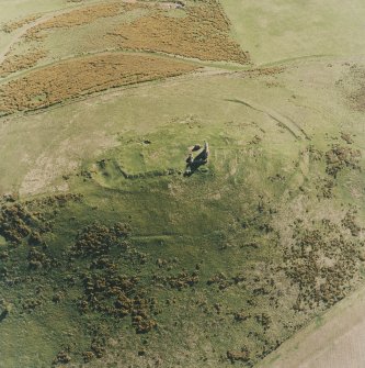 Oblique aerial view centred on the remains of the fort taken from the NNE.